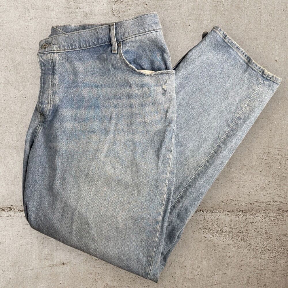 Abercrombie & Fitch The Dad High Rise Jeans Womens 35 x 20 Button Fly Light Wash
